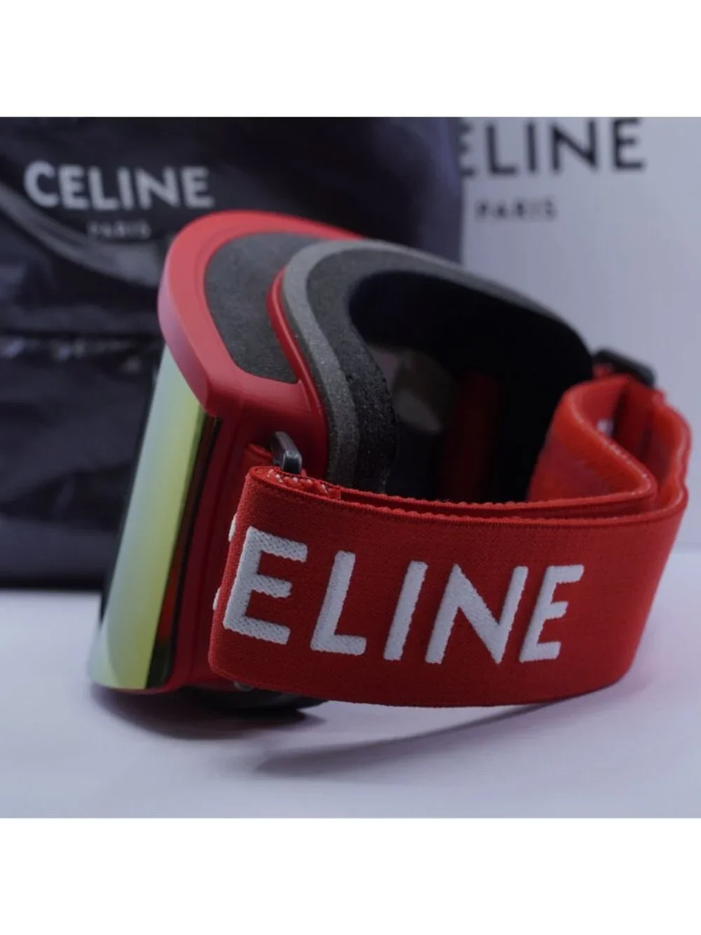 Celine CL40302U SKI MASK 67C Shield Sunglasses / Ski Mask - Red / Gold